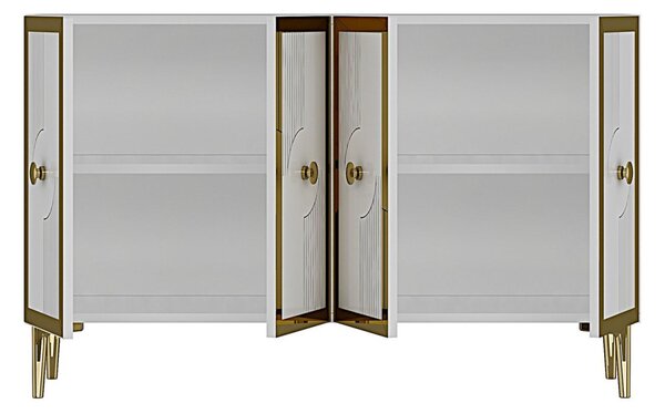 Pega komód, fehér-arany, 120 cm