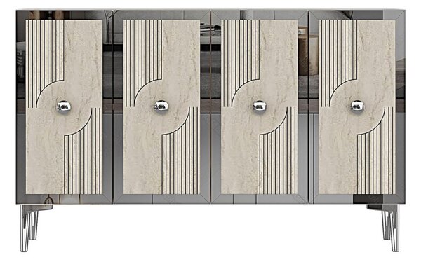 Pega komód, fehér-travertin, 120 cm – TR555CHM1427