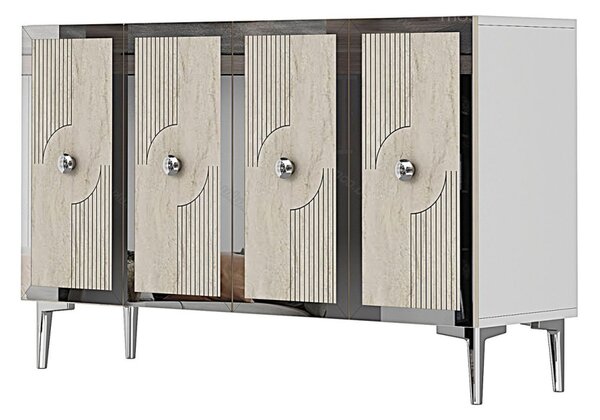 Pega komód, fehér-travertin, 120 cm – TR555CHM1427