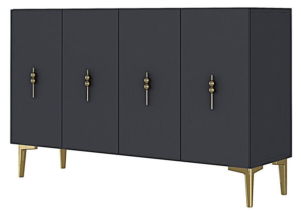 Komód, antracit-arany, 120 cm