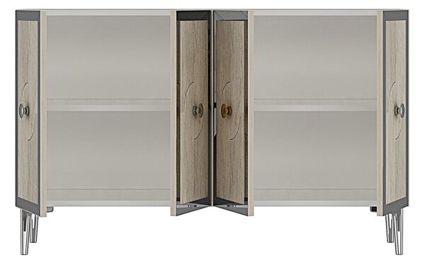 Pega komód, fehér-travertin, 120 cm – TR555CHM1427