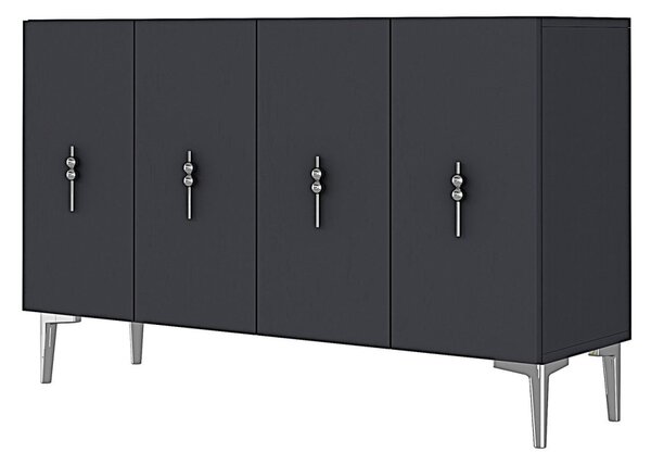 Komód, antracit-ezüst, 120 cm