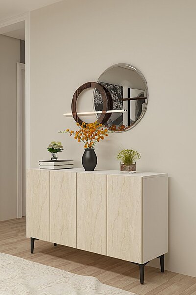 Aplos komód, fehér-travertin, 120 cm – TR555CHM1436