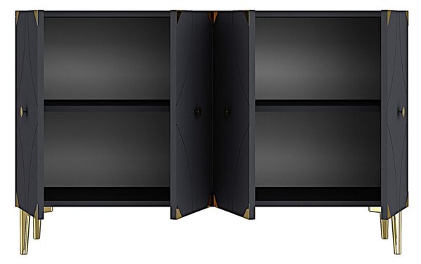 Alfa komód, antracit-arany, 120 cm