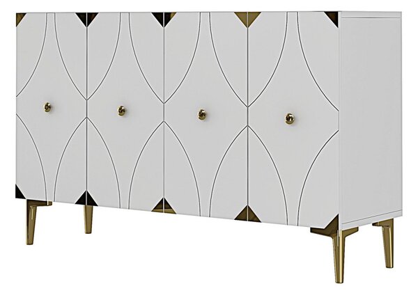 Alfa komód, fehér-arany, 120 cm
