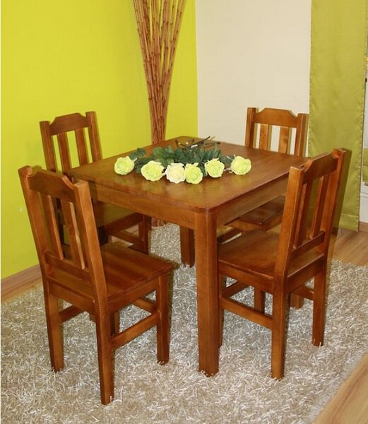 WOOD 1 tömörfa asztal, négyzetes, 80x80 cm, tölgy