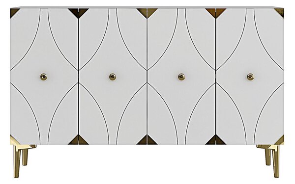 Alfa komód, fehér-arany, 120 cm