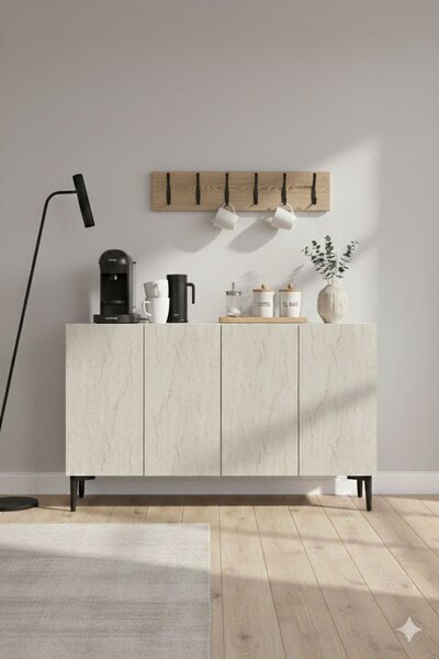 Aplos komód, fehér-travertin, 120 cm – TR555CHM1436