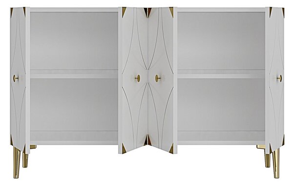 Alfa komód, fehér-arany, 120 cm