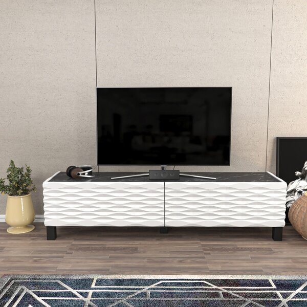 Lerze TV-állvány, fehér-fekete, 149,2 cm