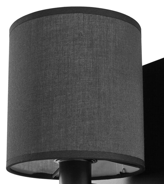 Lindby Aiden fali világítás, 30 cm, fekete, LED olvasólámpa, E14, dimmelhető, Fekete, Nappali / Étkező, Textil / szövet / selyem, Modern