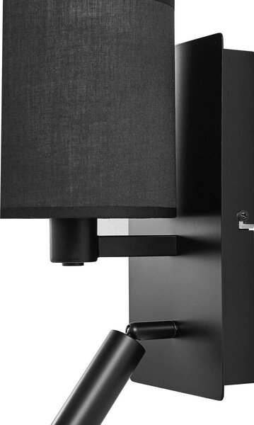 Lindby Aiden fali világítás, 30 cm, fekete, LED olvasólámpa, E14, dimmelhető, Fekete, Nappali / Étkező, Textil / szövet / selyem, Modern