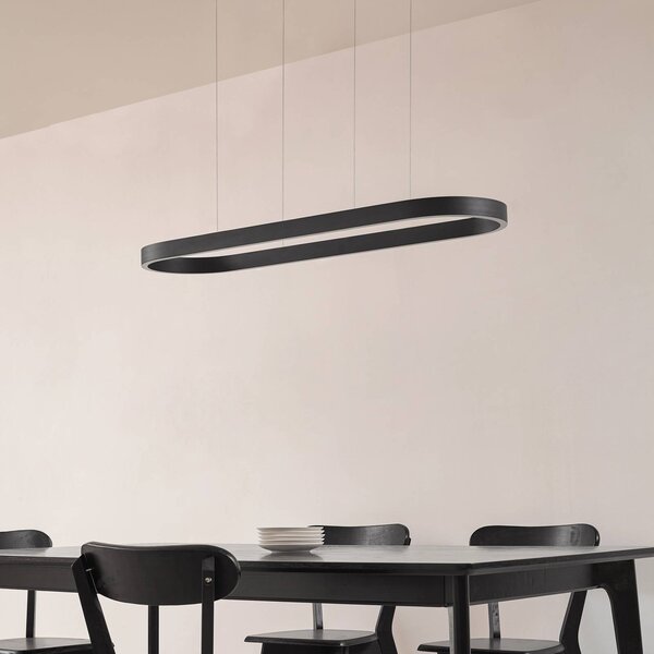 Lucande Smart LED lógó világítás Melinay, fekete, CCT, Tuya, dimmelhető, Fekete, Nappali / Étkező, Alumínium, Modern