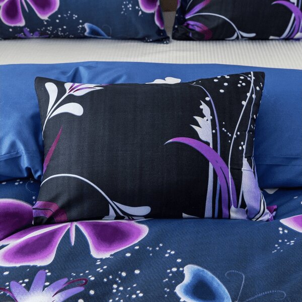 Mikroszálas ágynemű VIOLET BUTTERFLY sötétkék Ágyneműhuzat mérete: 70 x 90 cm | 140 x 200 cm