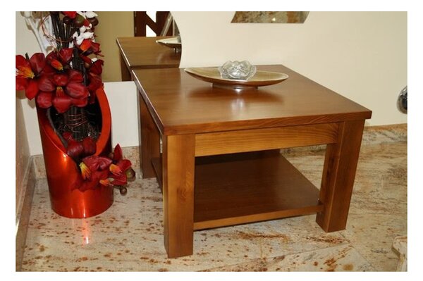 GOMORA tömörfa dohányzóasztal, világos borovifenyő