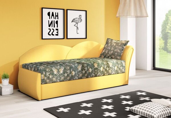 RICCARDO kinyitható kanapé, 200x80x75 cm, rose + sárga (rose 21/alova 41), jobbos