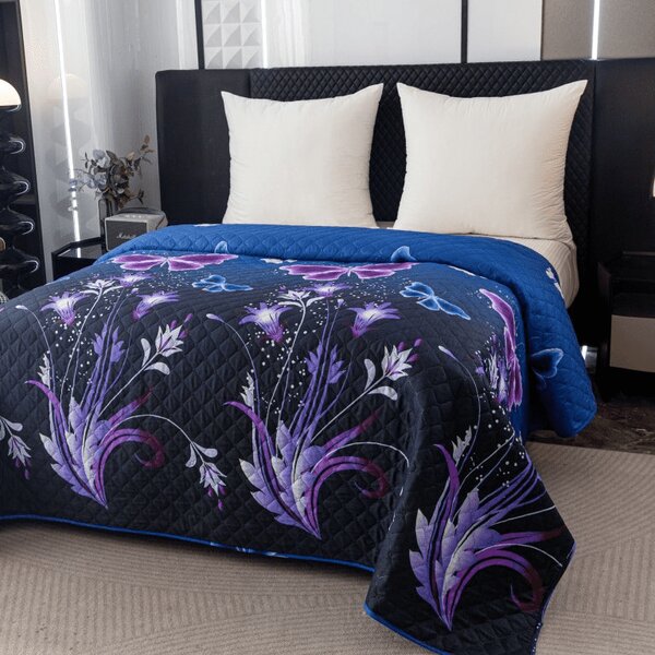 Ágytakaró VIOLET BUTTERFLY, sötétkék Méret: 220 x 240 cm
