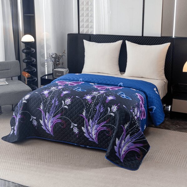 Ágytakaró VIOLET BUTTERFLY, sötétkék Méret: 220 x 240 cm