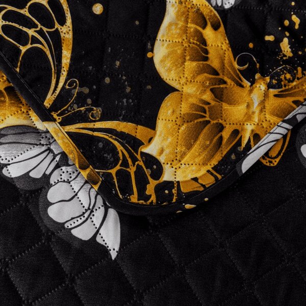 Ágytakaró GOLD BUTTERFLY fekete Méret: 170 x 210 cm