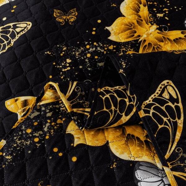 Ágytakaró GOLD BUTTERFLY fekete Méret: 170 x 210 cm