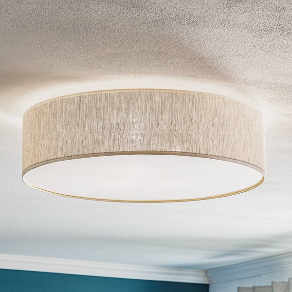 Eko-Light Leano mennyezeti világítás, szürke, vászonborítás, Ø 50 cm, dimmelhető, Alu / szürke / cink, Nappali / Étkező, Textil / szövet / selyem, Modern