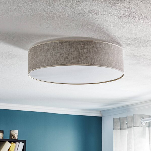 Eko-Light Leano mennyezeti világítás, szürke, vászonborítás, Ø 50 cm, dimmelhető, Alu / szürke / cink, Nappali / Étkező, Textil / szövet / selyem, Modern