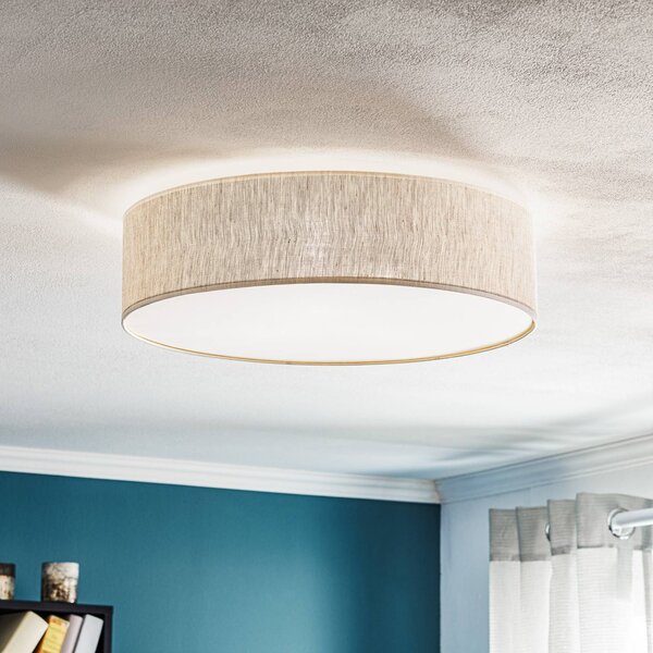 Eko-Light Leano mennyezeti világítás, szürke, vászonborítás, Ø 50 cm, dimmelhető, Alu / szürke / cink, Nappali / Étkező, Textil / szövet / selyem, Modern