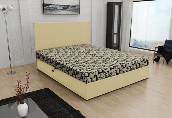 TOM francia ágy matraccal, 140x200, dolaro 100 krém/siena 555