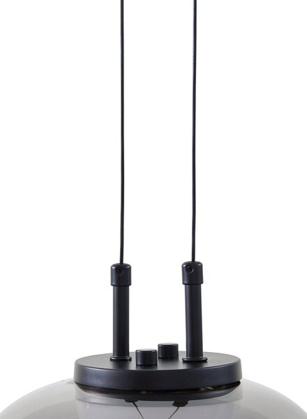 Lucande LED-es függőlámpa Dain, 3-lámpás, füstszürke, üveg, Alu / szürke / cink, Nappali / Étkező, Üveg, Modern