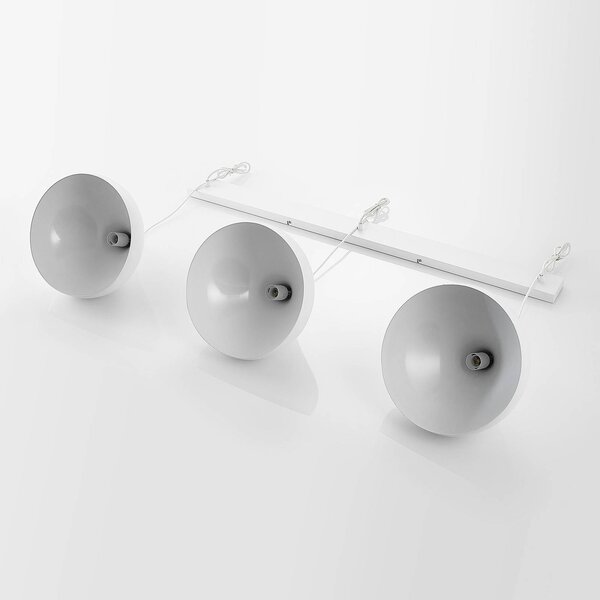 Lindby Elamira függőlámpa, fehér, fém, 133 cm, 3 lámpás., dimmelhető, Fehér / opál, Nappali / Étkező, fém, Modern