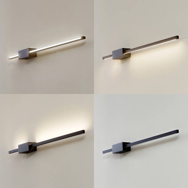 Lucande LED fali lámpa Skaila, fekete, 90cm hosszú, 3,000 K, Fekete, Nappali / Étkező, Alumínium, Modern