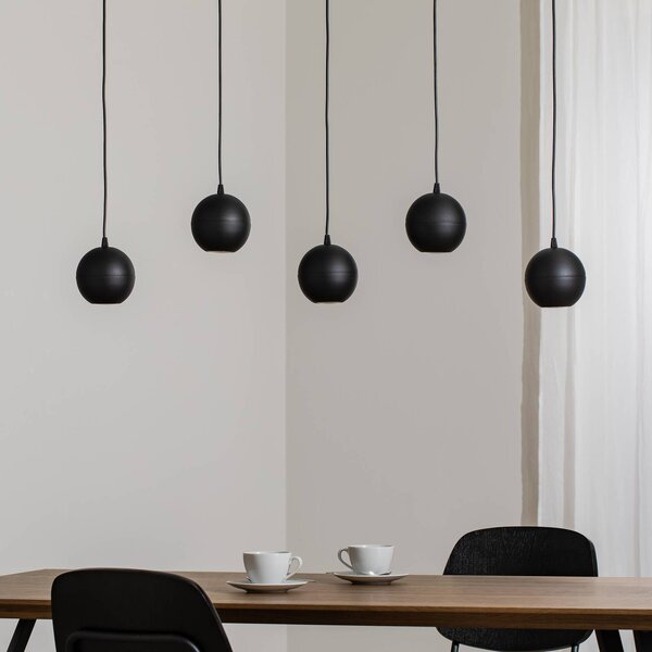 HELAM Midway lógó lámpa, fekete, 5 izzós, 105 cm hosszú, GU10, Fekete, Nappali / Étkező, fém, Modern