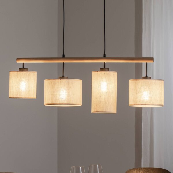 TK Lighting Deva Nature lógó világítás, 4 izzós, textil, dimmelhető, Világos fa, Nappali / Étkező, Fa, Skandináv