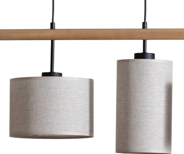TK Lighting Deva Nature lógó világítás, 4 izzós, textil, dimmelhető, Világos fa, Nappali / Étkező, Fa, Skandináv