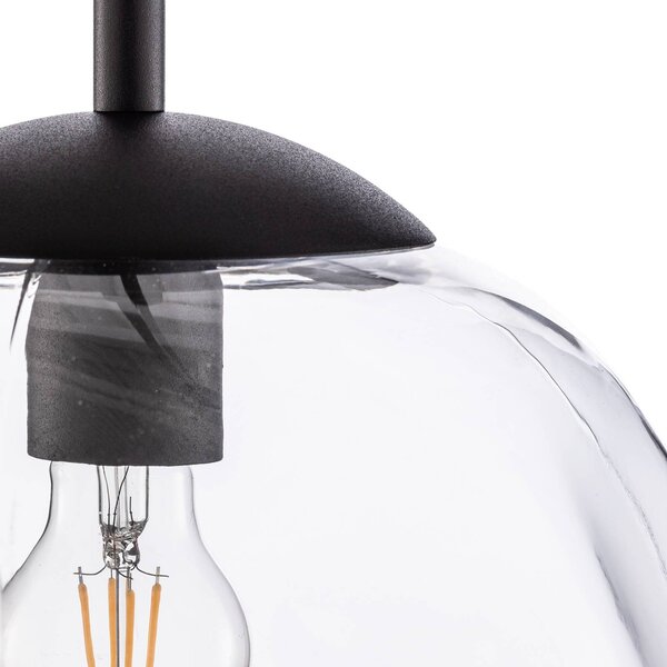 TK Lighting Üveg lógó világítás, Ø 35 cm, fekete/átlátszó, dimmelhető, Tiszta / átlátszó, Nappali / Étkező, Üveg, Modern