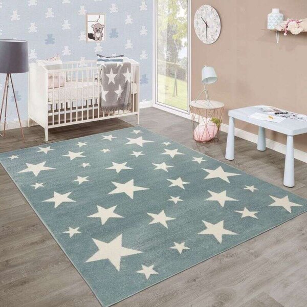 Csillagok türkiz színnel szőnyeg, modell 20423, 80x150cm