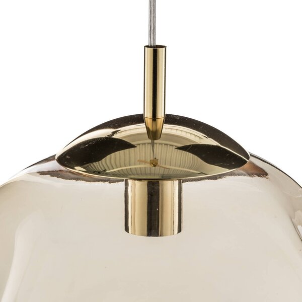 TK Lighting Sol üveg függőlámpa, Ø 35cm, fekete/borostyán színű, dimmelhető, Tiszta / átlátszó, Nappali / Étkező, Üveg, Modern