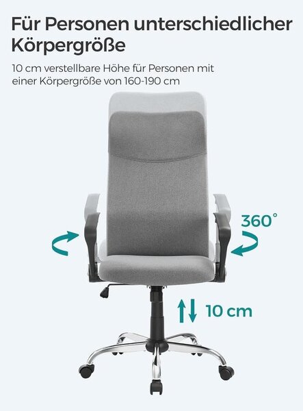 Irodai szék, ergonomikus szék párnázott üléssel, szürke