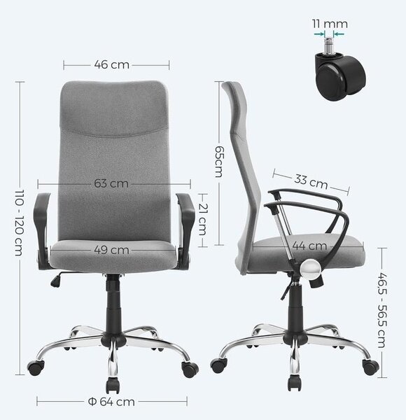 Irodai szék, ergonomikus szék párnázott üléssel, szürke