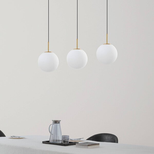 Lucande LED-es függőlámpa Joran, 3-lámpás, fehér, üveg, Fehér / opál, Nappali / Étkező, Üveg, Modern