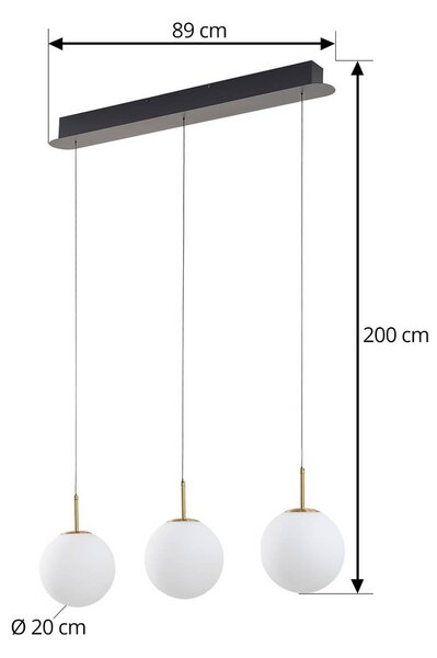 Lucande LED-es függőlámpa Joran, 3-lámpás, fehér, üveg, Fehér / opál, Nappali / Étkező, Üveg, Modern