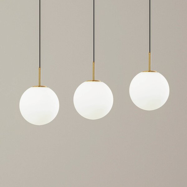 Lucande LED-es függőlámpa Joran, 3-lámpás, fehér, üveg, Fehér / opál, Nappali / Étkező, Üveg, Modern
