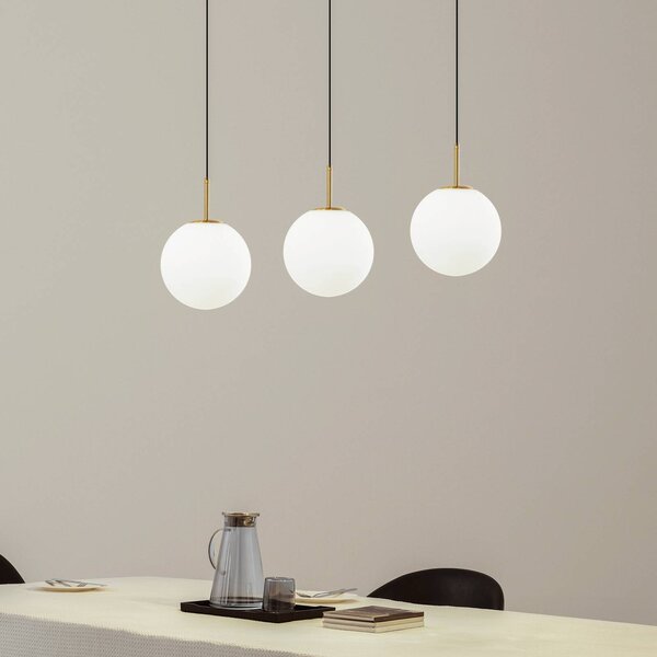 Lucande LED-es függőlámpa Joran, 3-lámpás, fehér, üveg, Fehér / opál, Nappali / Étkező, Üveg, Modern