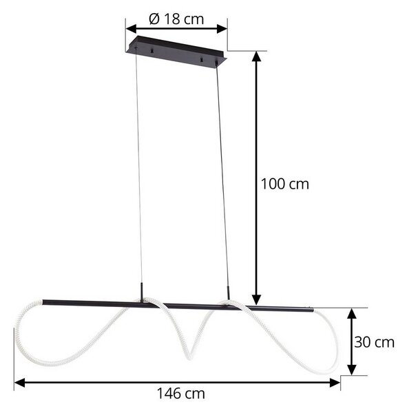 Lucande LED-es Kisune függőlámpa, fekete/fehér, fém, Fekete, Nappali / Étkező, Műanyag, Modern