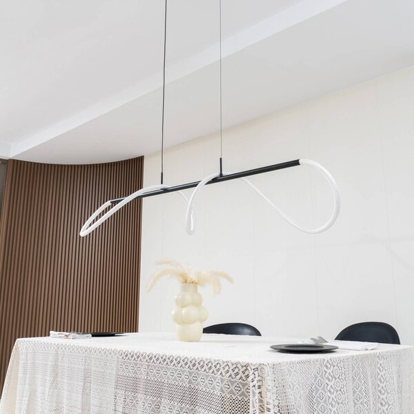 Lucande LED-es Kisune függőlámpa, fekete/fehér, fém, Fekete, Nappali / Étkező, Műanyag, Modern