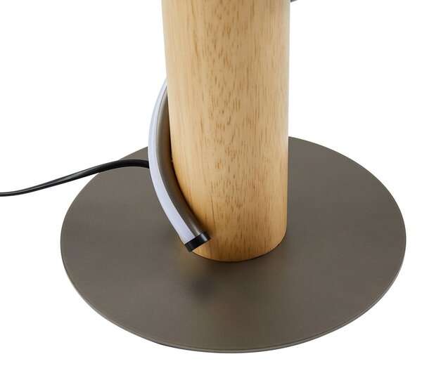 Lindby LED állólámpa Spiraali, szürke, fa, magasság 133 cm, Alu / szürke / cink, Nappali / Étkező, Alumínium, Vidéki otthon / Rusztikus