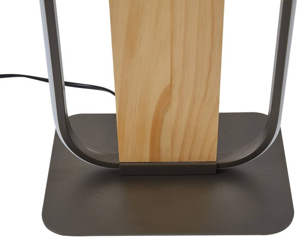 Lindby LED állólámpa Romilda, szürke, fa, magasság 122 cm, Világos fa, Nappali / Étkező, Vidéki otthon / Rusztikus