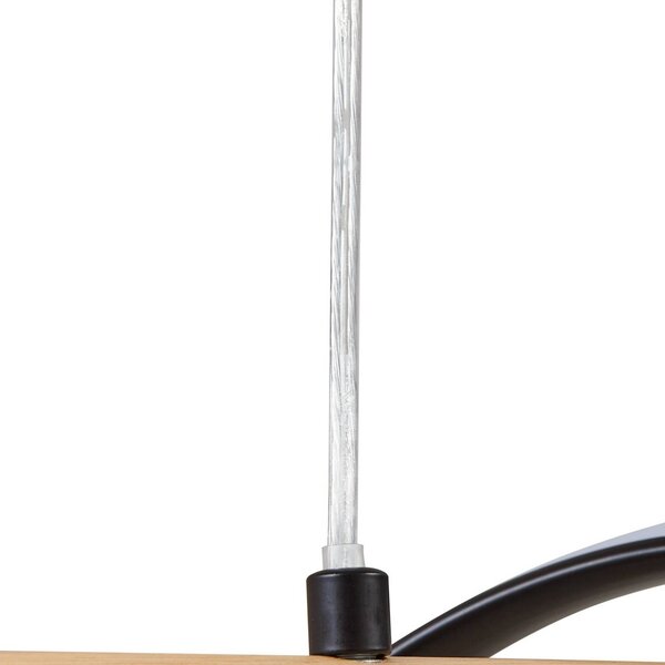 Lindby LED-es függőlámpa Spiraali, fekete, fa, hossza 95 cm, Fekete, Nappali / Étkező, Alumínium, Vidéki otthon / Rusztikus