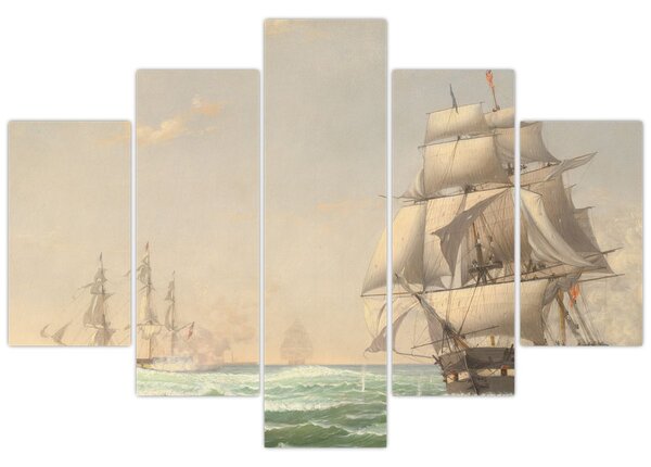 Kép - Fitz Henry Lane, The United States Frigate President Engaging the British Squadron, reprodukciók (150x105 cm)