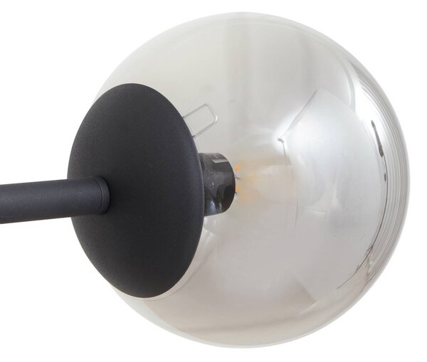 Lindby függőlámpa Isamer, füstszürke/borostyán, 130 cm, gömb alakú, dimmelhető, Fekete, Nappali / Étkező, fém, Modern